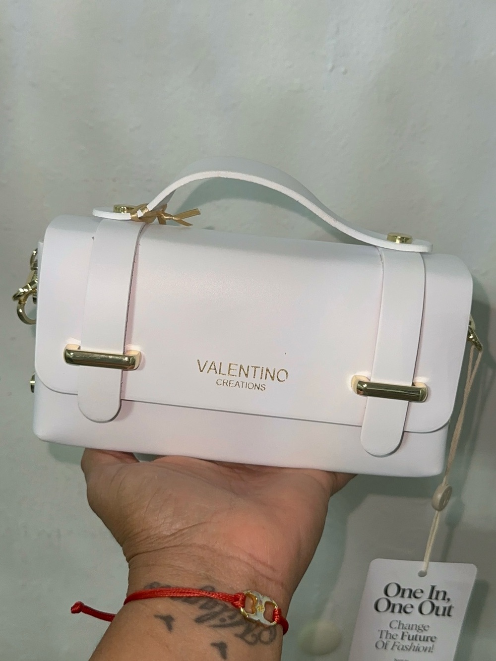 Mario Valentino Pale Pink Leather Satchel with Gold Hardware